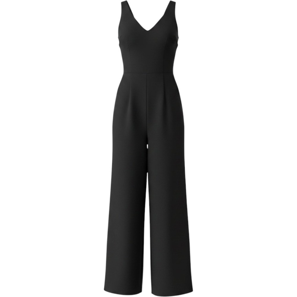 Banana Republic Womens Black V-Neck Sleeveless Wide Leg Jumpsuit Size 4 Tall